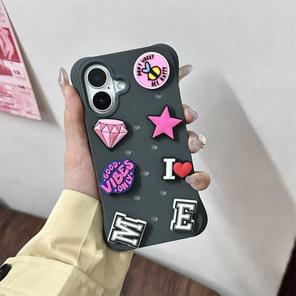 Crocs Charms Cute DIY Holes Silicone Soft Phone Case