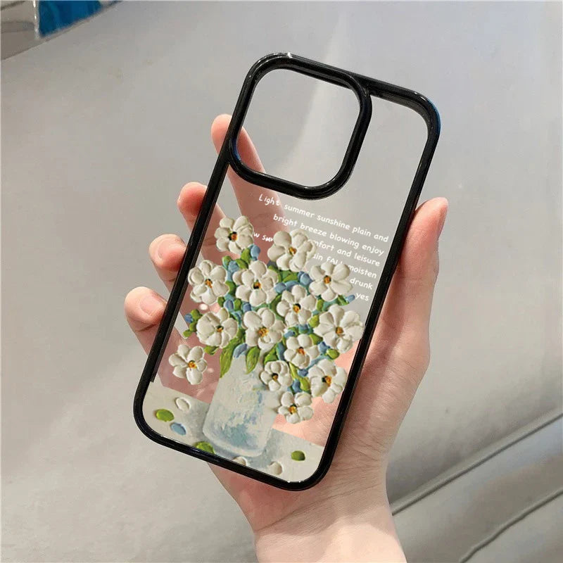 Art Oil Painted Flowers Clear Phone Case