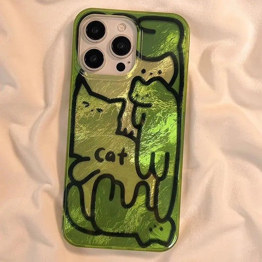Cartoon Line Cat Dog Phone Case