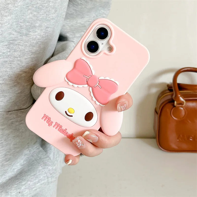 3D Kawaii Cartoon Pink Bowknot My Melody Phone Case For iPhoneCover
