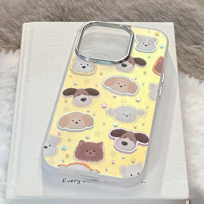 Korean Cartoon Puppy Stars Laser Plating Phone Case for iPhone