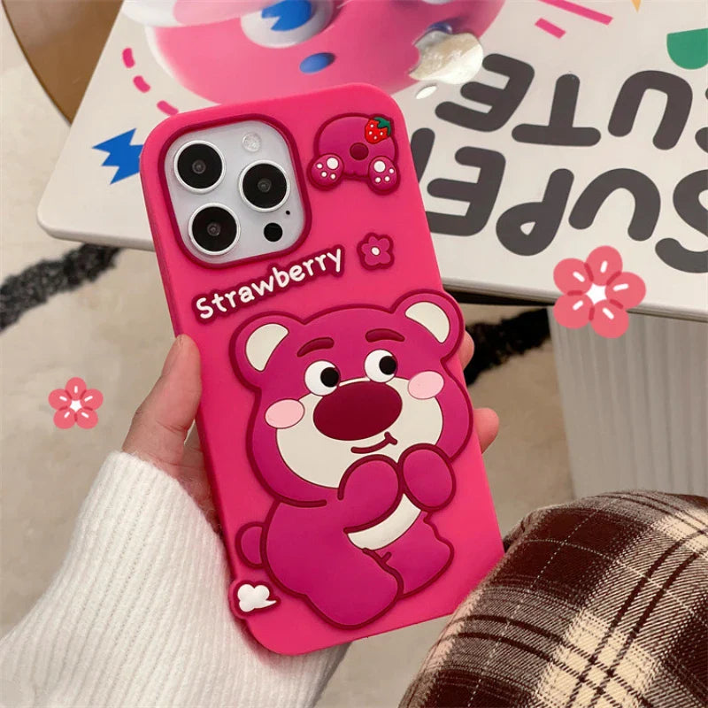 Cute Cartoon Strawberr Bear Phone Case For iPhone