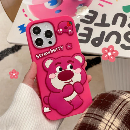 Cute Cartoon Strawberr Bear Phone Case For iPhone