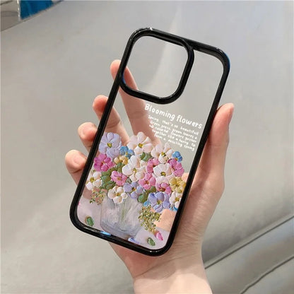 Art Oil Painted Flowers Clear Phone Case