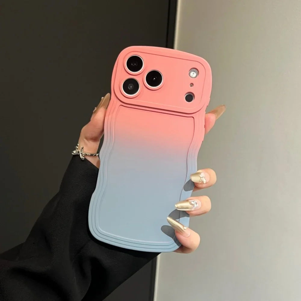 Soft Silicone Gradient Color Wave Phone Case For iPhone