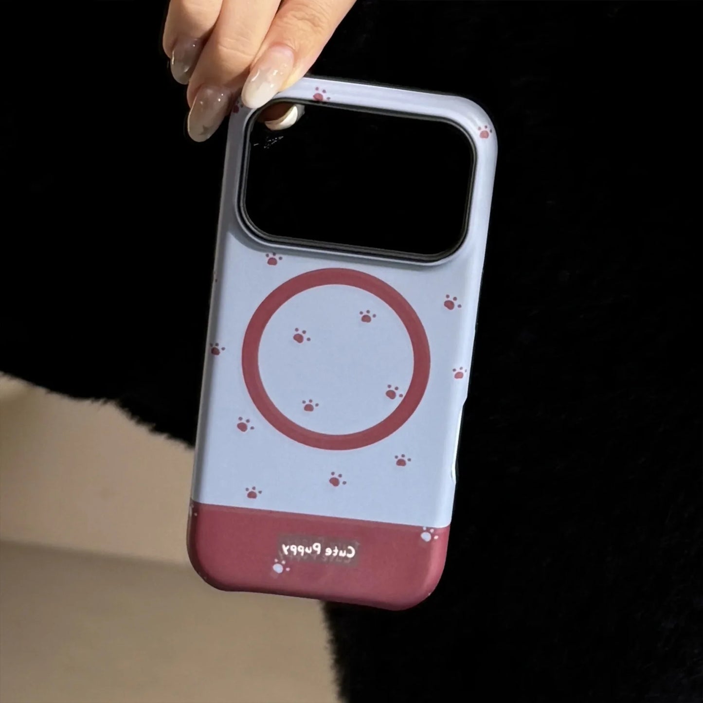 Korean Cartoon Puppy Magnetic Bracket Phone Case For iPhone