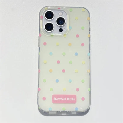 Fashion Colorful Polka Dot Phone Case With Wrist Strap For iPhone