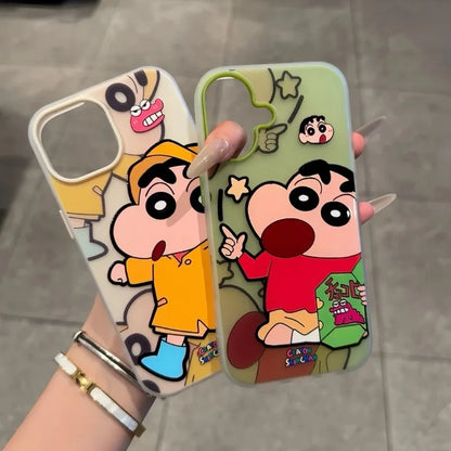 Kawaii Crayon Shin-chan iPhone Case Anime Sanding Shockproof For iPhone