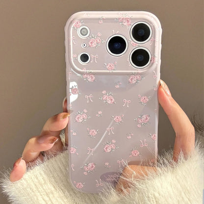 Korean Full Screen Elegant Rose Flower Pattern Soft Phone Case For iPhone