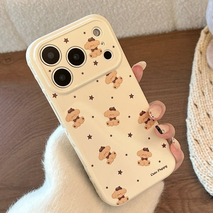 Korean Cartoon Puppy Stars Pattern Soft Phone Case For iPhone