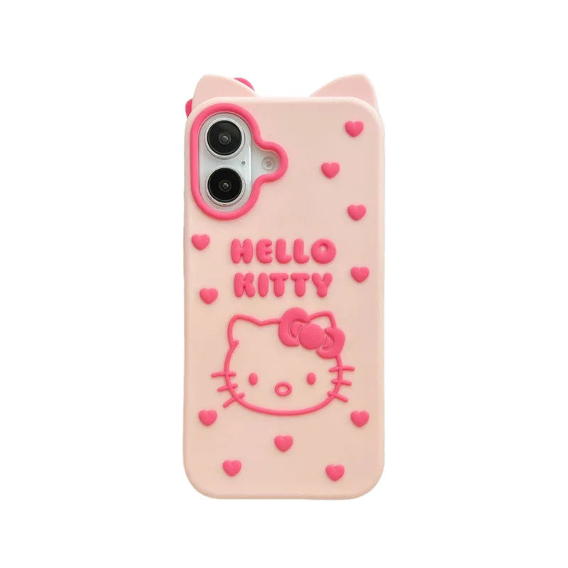 Cute Cartoon Bowknot Hello Kitty Love Heart Soft Silicone Phone Case For iPhone