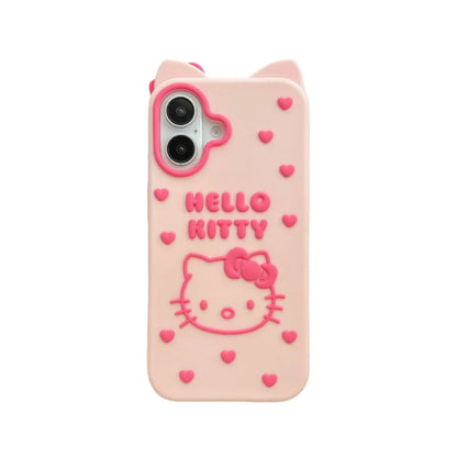Cute Cartoon Bowknot Hello Kitty Love Heart Soft Silicone Phone Case For iPhone