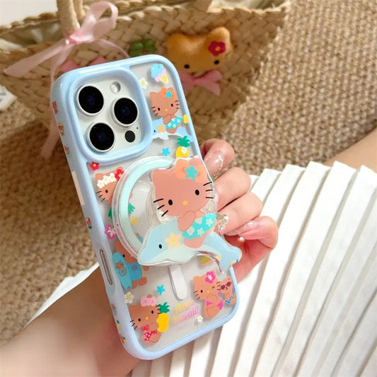 Sanrio Hello Kitty Bikini Surf Dolphin Clear Phone Case For Magsafe iPhone