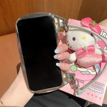 3D Diamond Cute Bow Hello Kitty Cherry Glitter Mirror Phone Case For iPhone