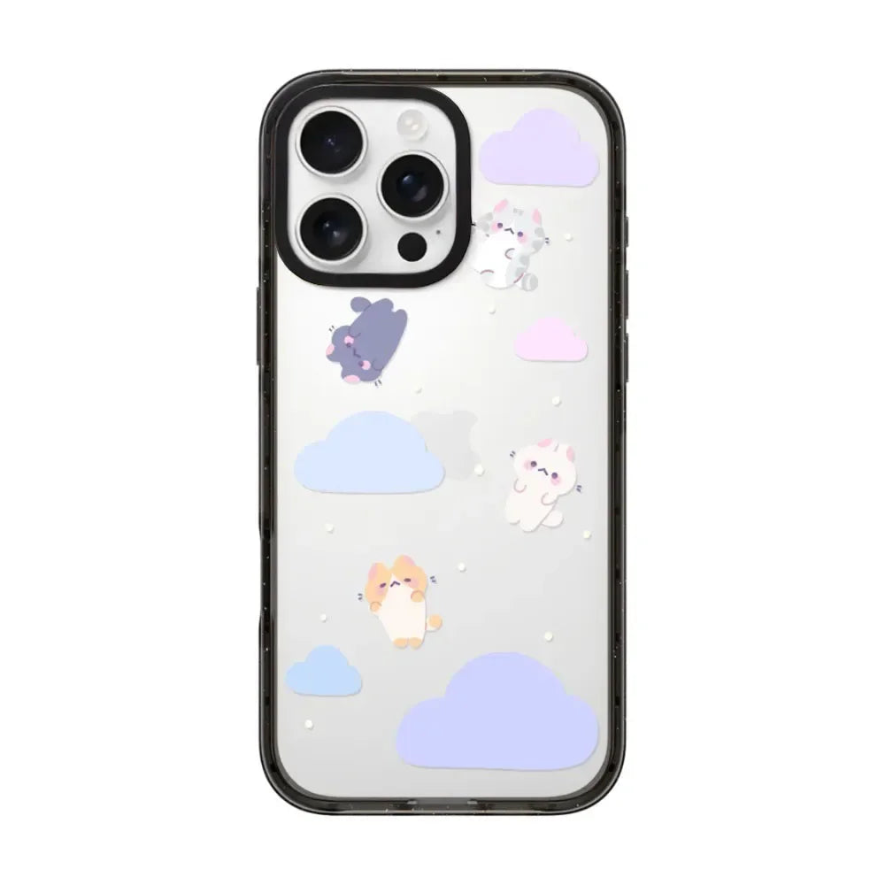 Cartoon Cloud Cat Black Acrylica Border Magnetic Case For iPhone