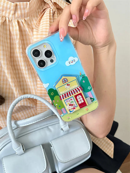 Kawaii Cartoon Hello Kitty Stand Holder Phone Case For iPhone