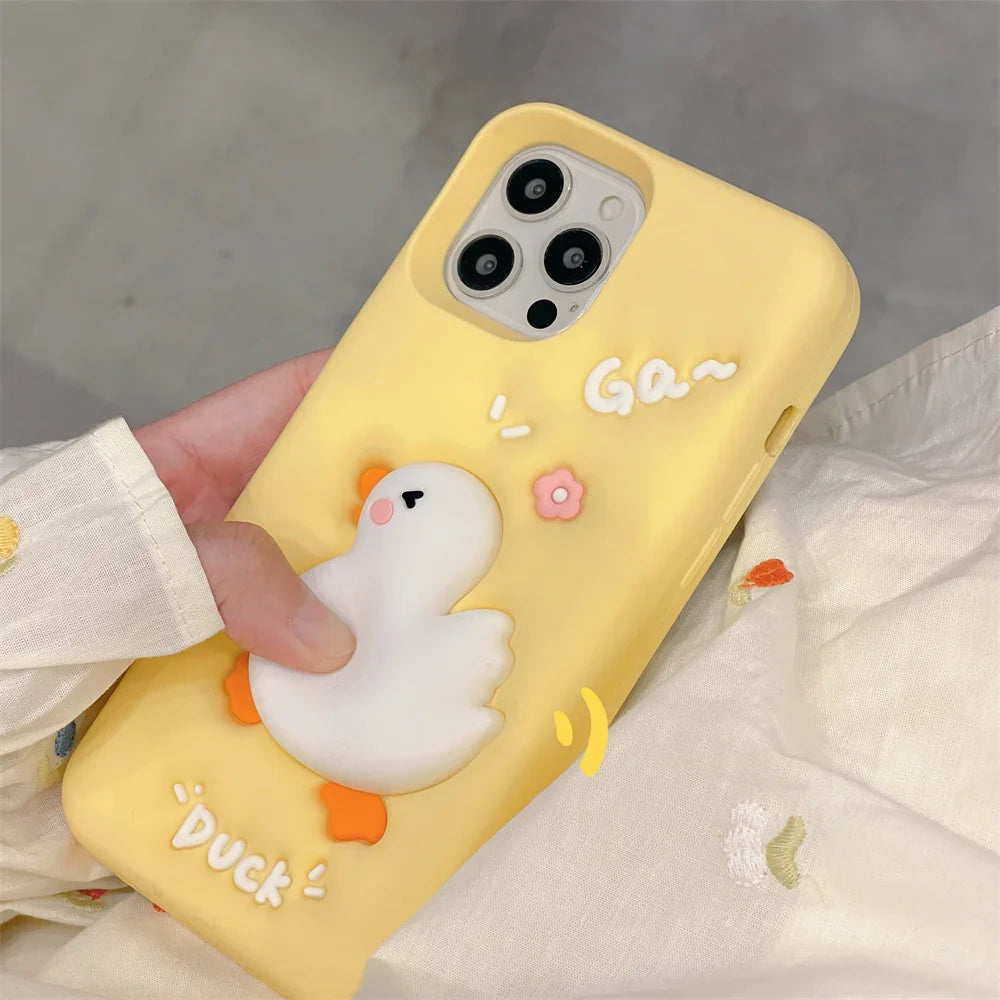 Cartoon Duck 3D Silicone Soft Phone Case