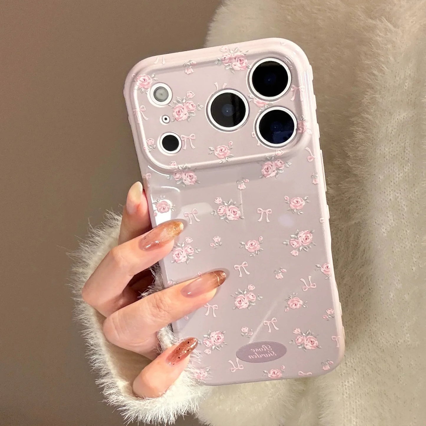 Korean Full Screen Elegant Rose Flower Pattern Soft Phone Case For iPhone