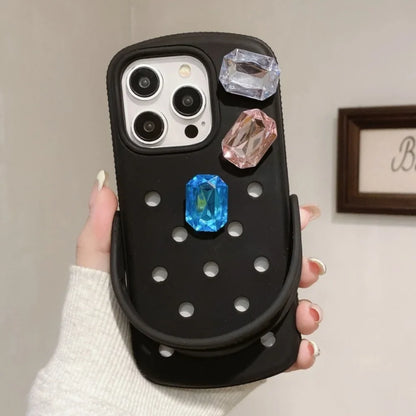 Creative Slipperas Diy For Crocs Charms Silicone Case Breathable, Shockproof , Soft Cover For iPhone