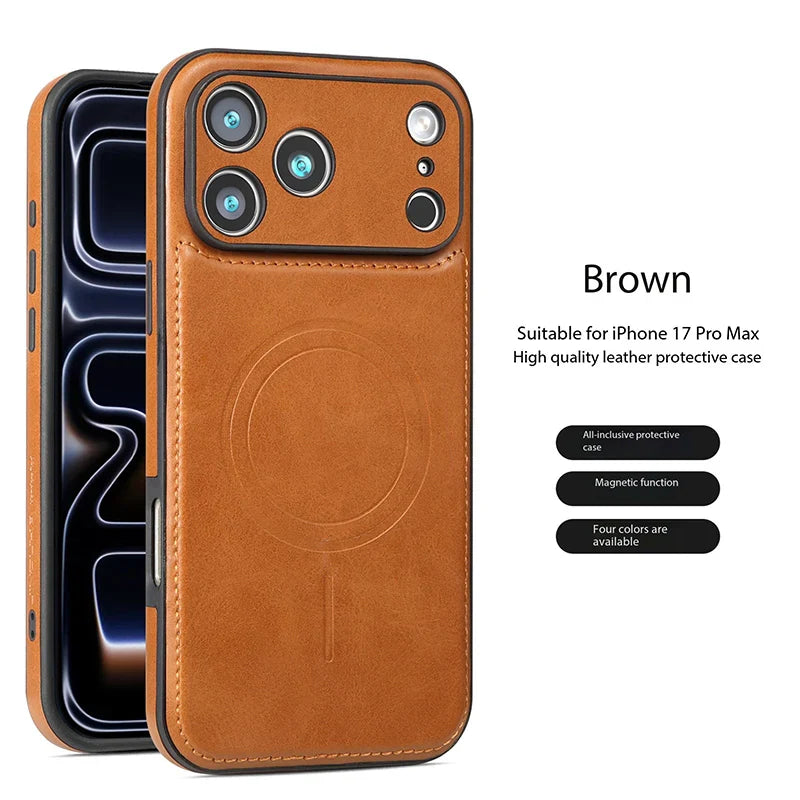 For Magsafe Magnetic Leather Phone Case For iPhone