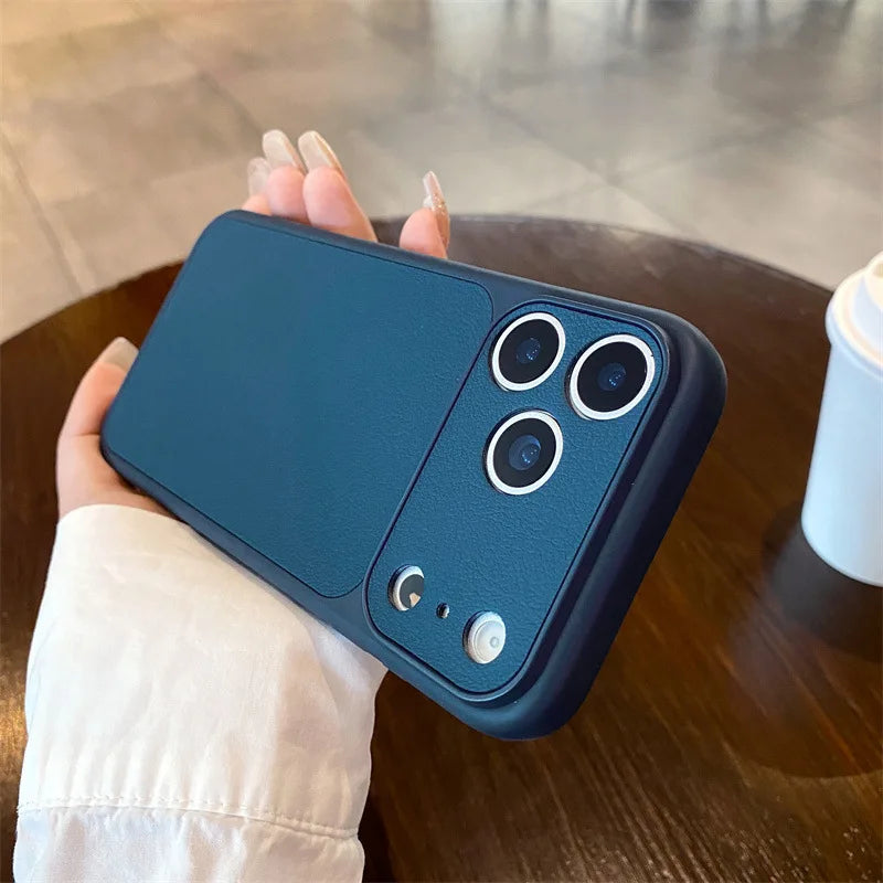 Luxury Solid Colors Lichee Leather Texture Phone Case For iPhone