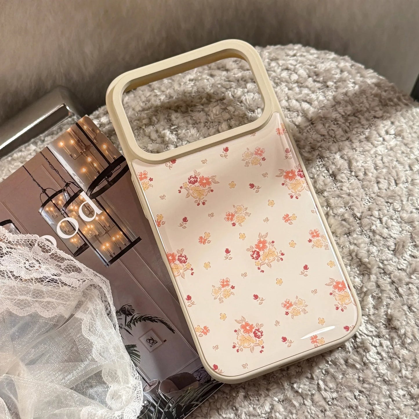 Korean Autumn Full Screen Flowers Drop Glue Phone Case For iPhone