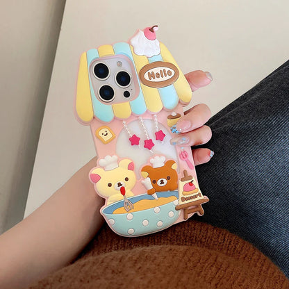 Kawaii 3D Cartoon Rilakkuma Dessert Story Chef Bear Phone Case