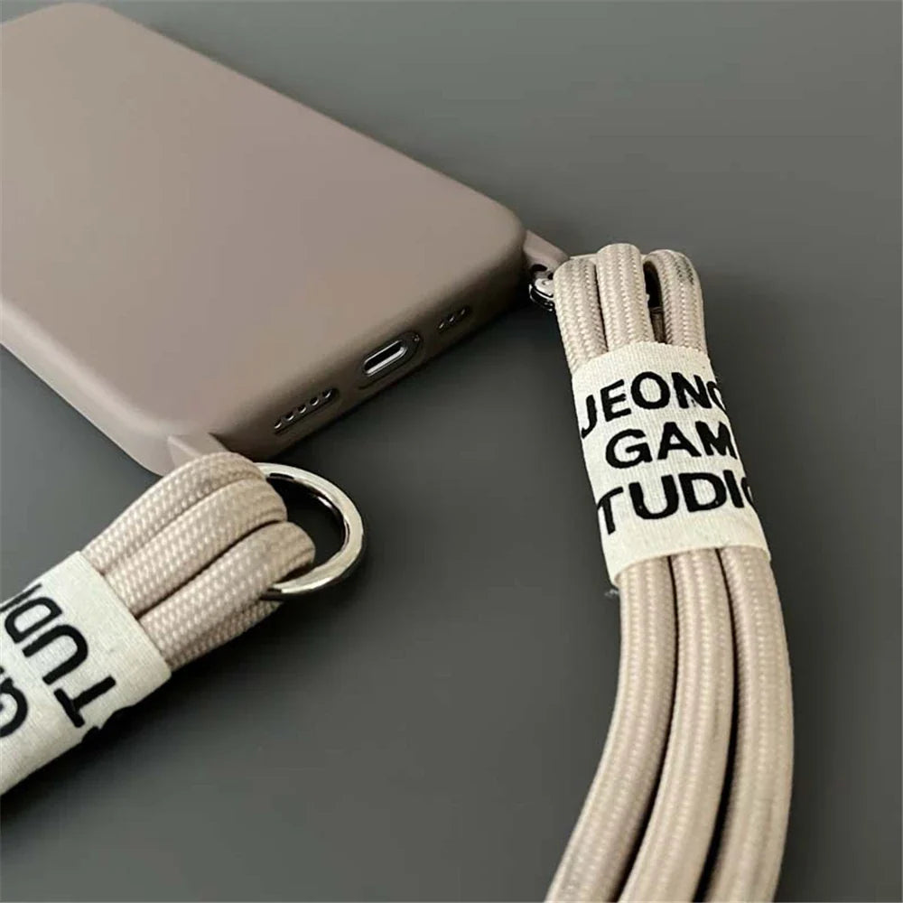 Cord Strap Lanyard Siliocne Phone Case For iPhone