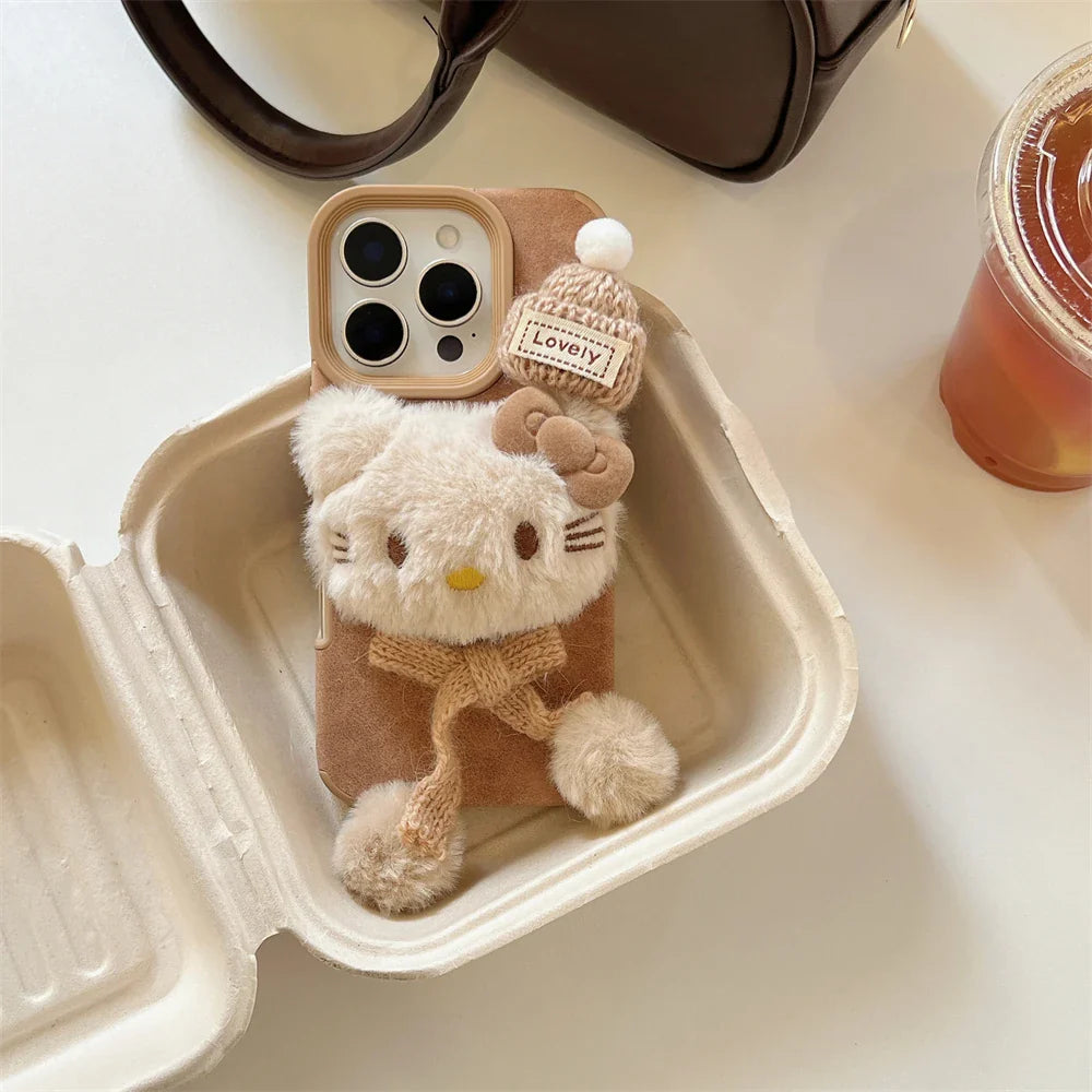 Cartoon Brown Bow Hat Hello Kitty Cute Phone Case
