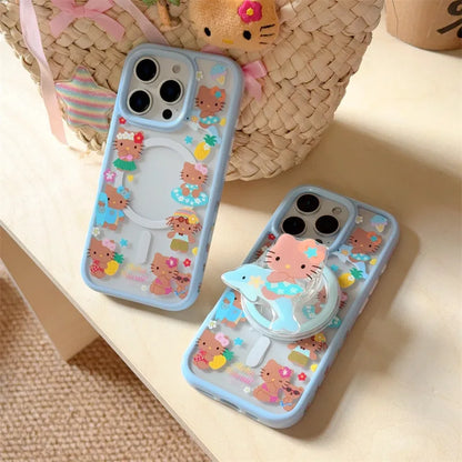 Sanrio Hello Kitty Bikini Surf Dolphin Clear Phone Case For Magsafe iPhone