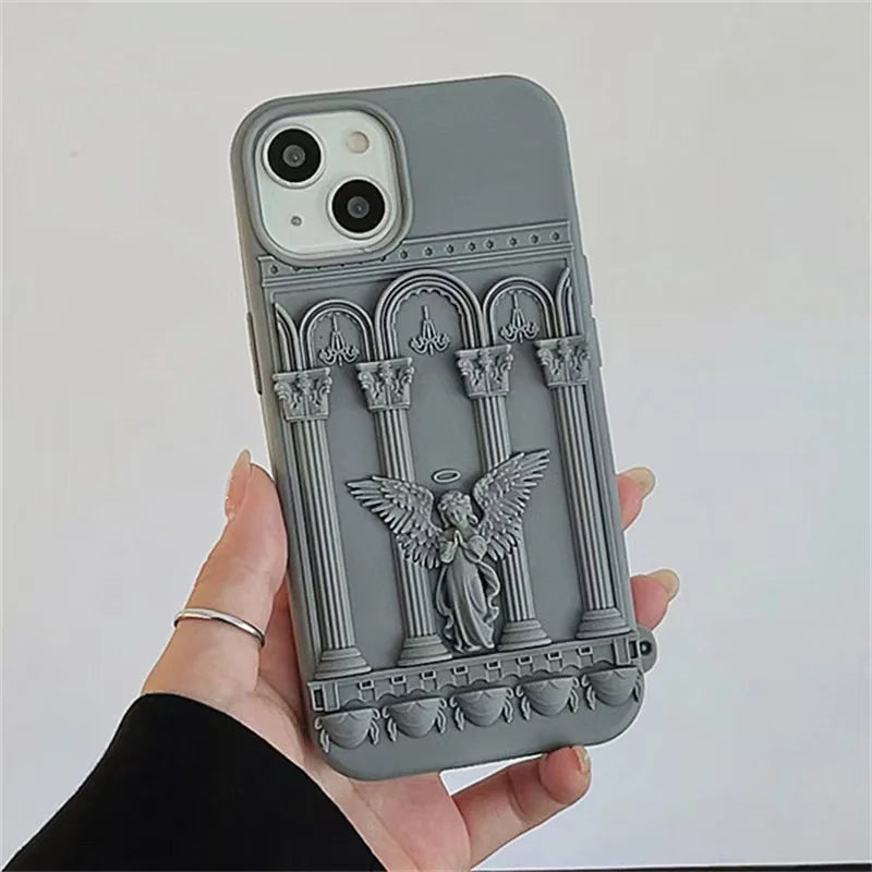 Literature Trendy Retro Artwork 3D Angel Statue Phone Case