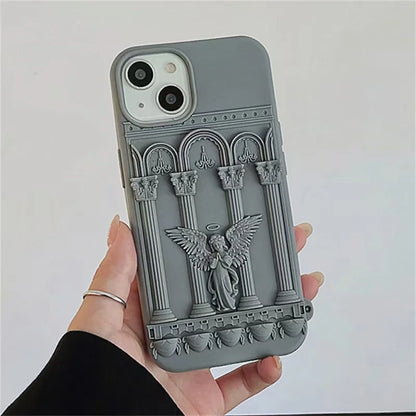 Literature Trendy Retro Artwork 3D Angel Statue Phone Case