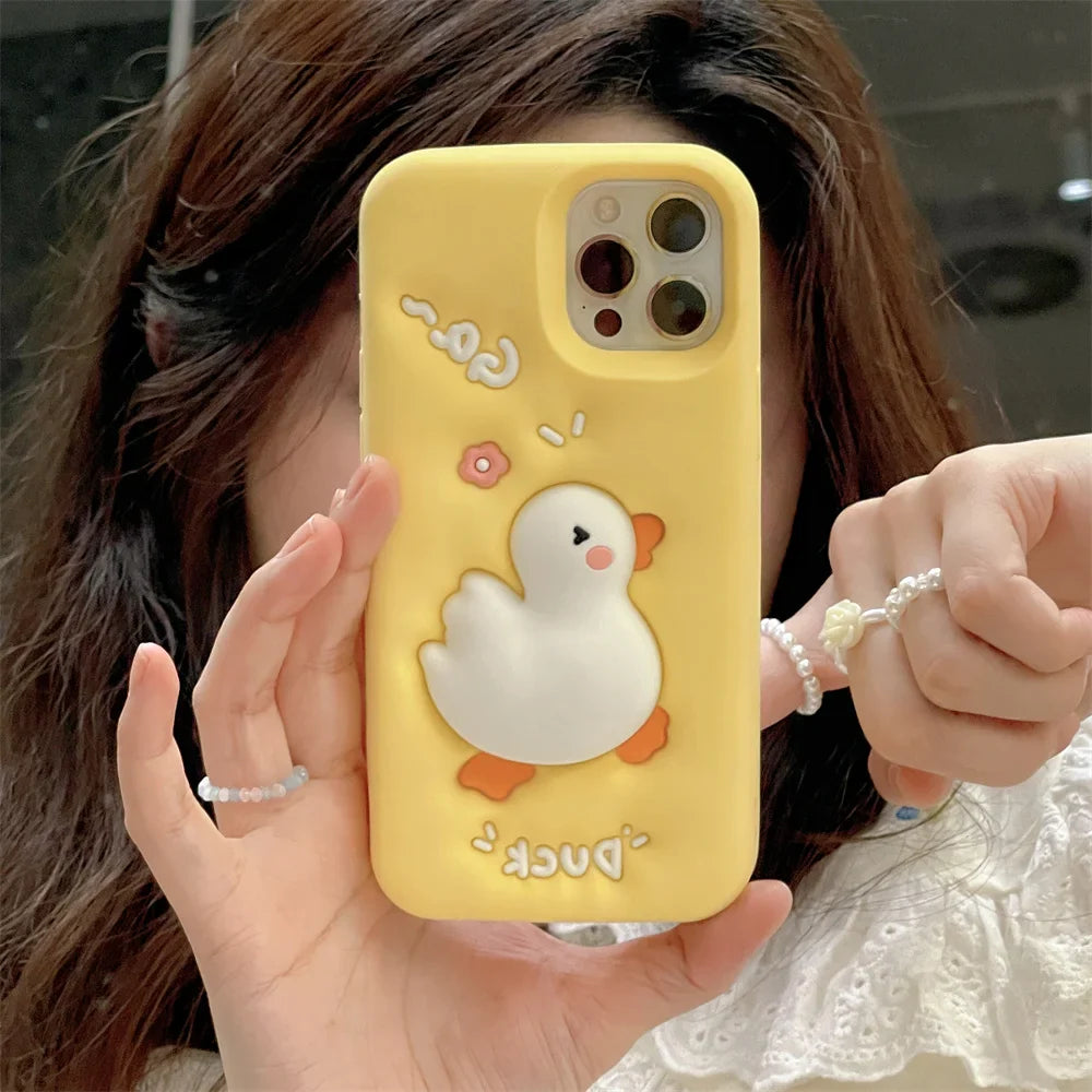 Cartoon Duck 3D Silicone Soft Phone Case