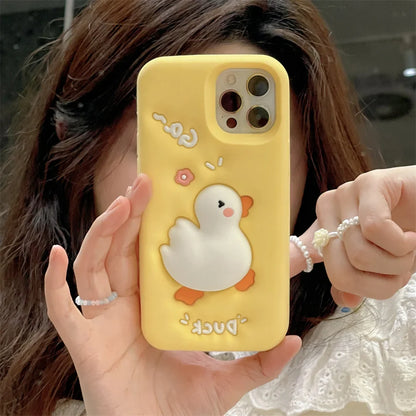 Cartoon Duck 3D Silicone Soft Phone Case
