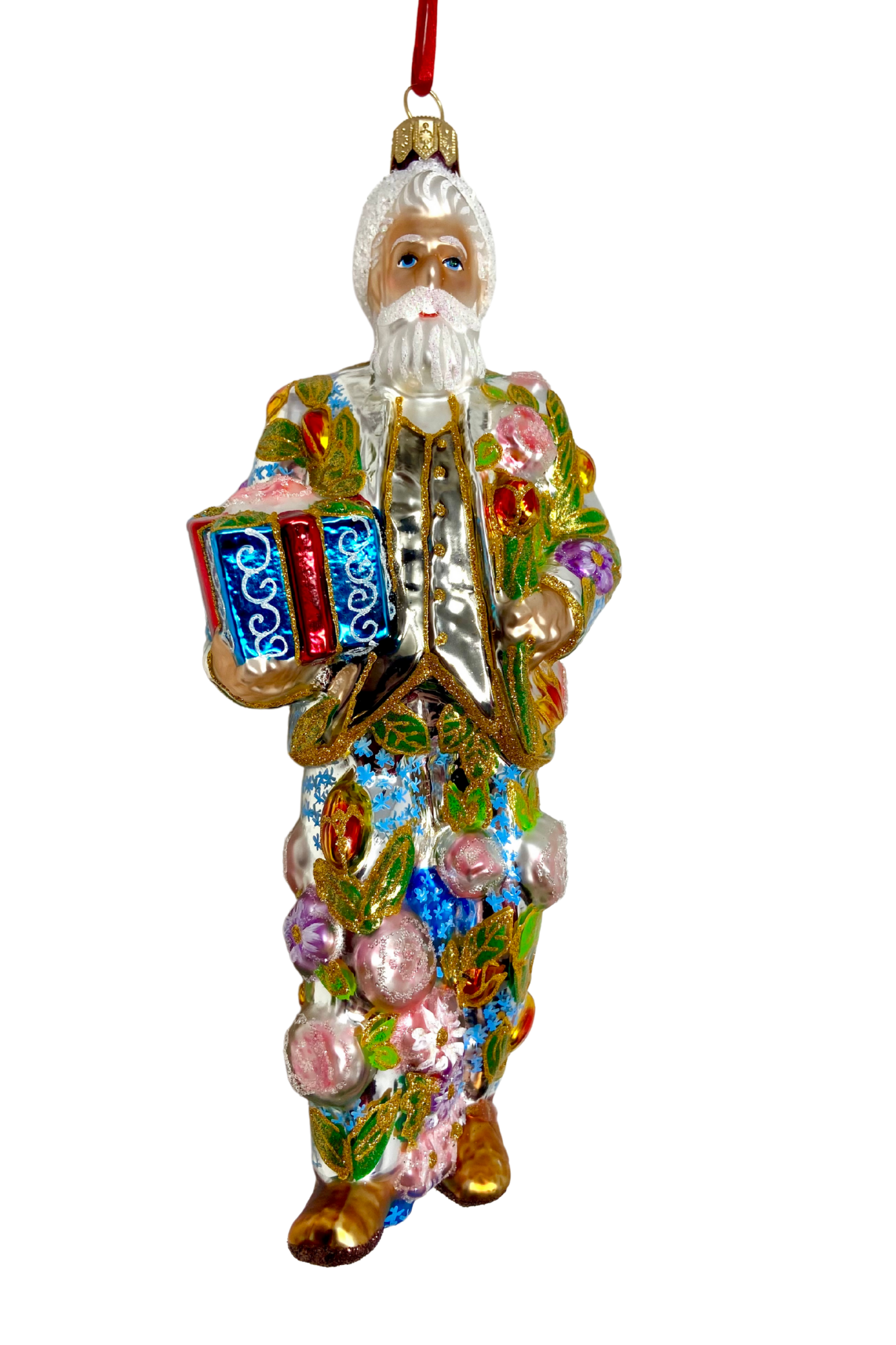 Silver Lining Santa Polish Glass Ornament