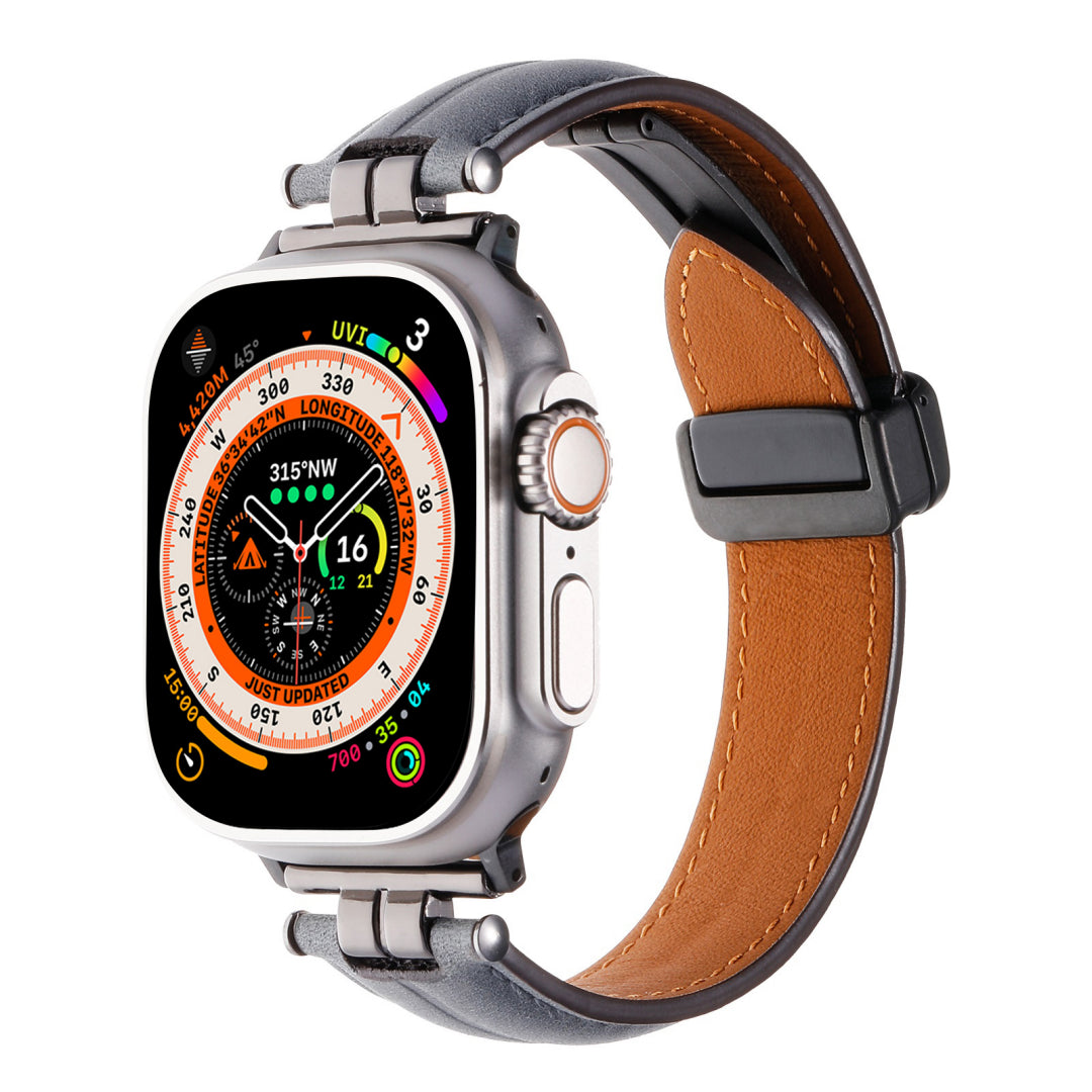 Professional Magnetic Leather Band for Apple Watch - Adjustable Stainless Steel Buckle, Stylish for Men & Women