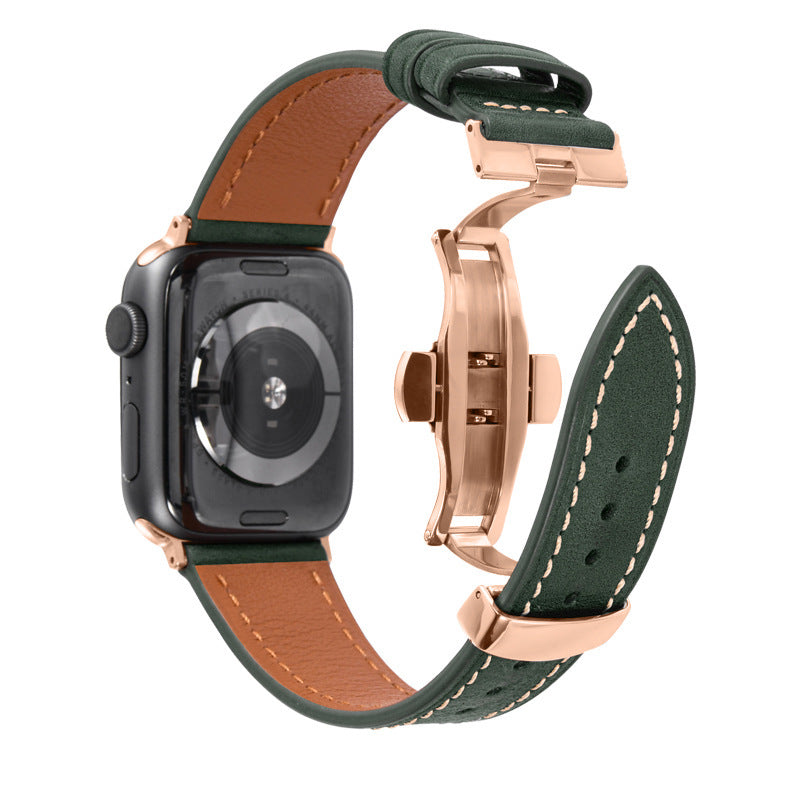 Luxury Leather Butterfly Buckle Band for Apple Watch