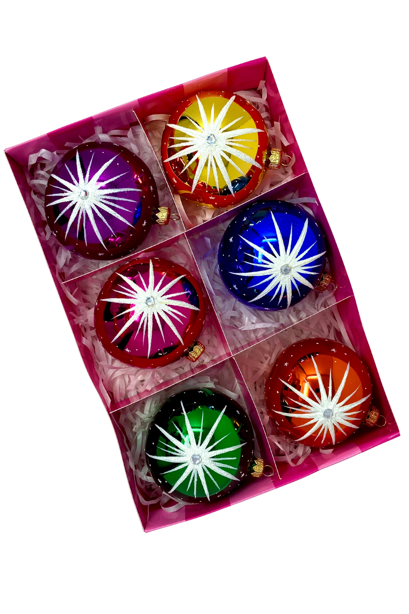 Starlet Glass Christmas Ornaments – Set of 6