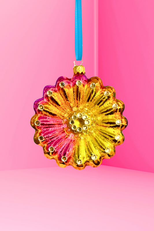 Sunshine Daisy Polish Glass Ornament