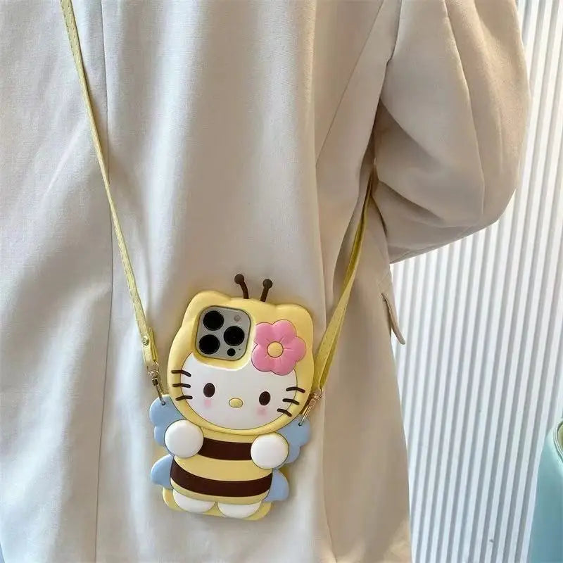 3D Hello Kitty Bee Honey Phone Case For iPhone