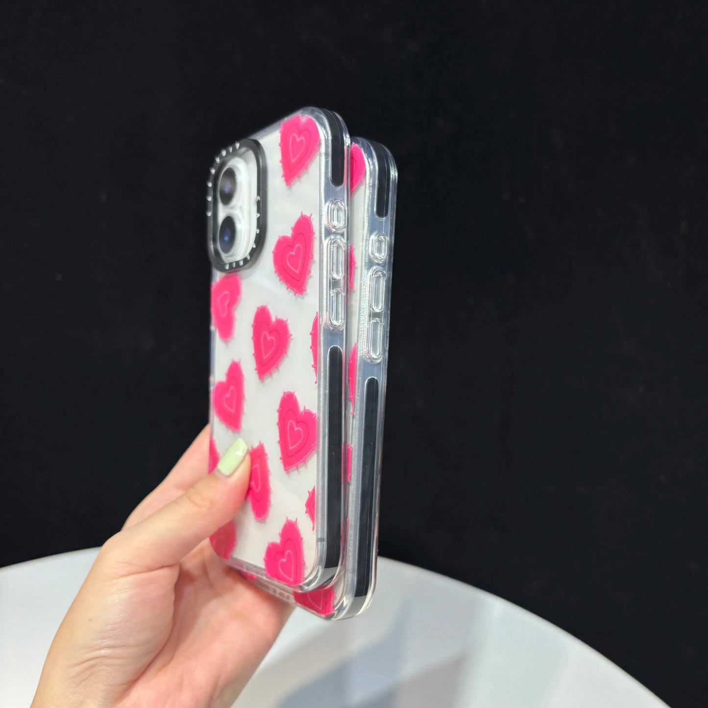 Rose Red Thorny Heart Pattern Transparent Phone Case For iPhone