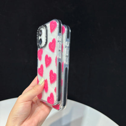 Rose Red Thorny Heart Pattern Transparent Phone Case For iPhone