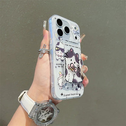 Korean Cute Cartoon Cat Phone Case For iPhone