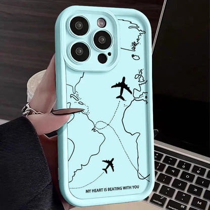 Airplane Route Pattern Phone Case For iPhone