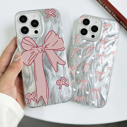 Pink Bow White Love Heart Phone Case