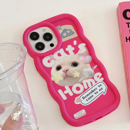 Soft Flower Cute Cat Shockproof Curly Wave Cover Phone Case