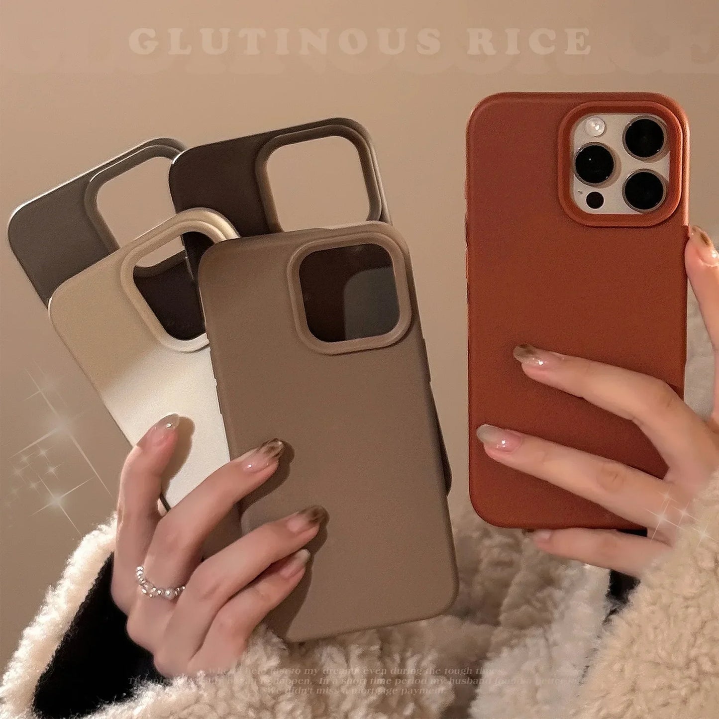 Autumn Winter Caramel Chocolates Milktea Maillard Solid Color Phone Case For iPhone