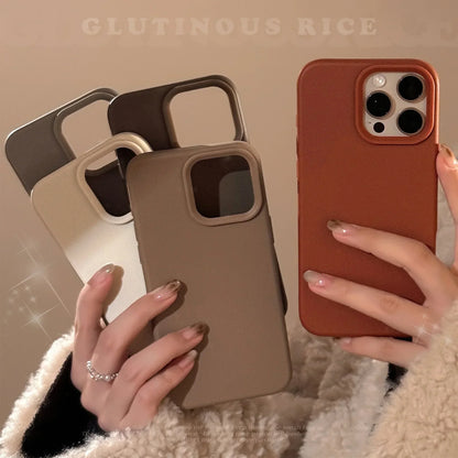 Autumn Winter Caramel Chocolates Milktea Maillard Solid Color Phone Case For iPhone