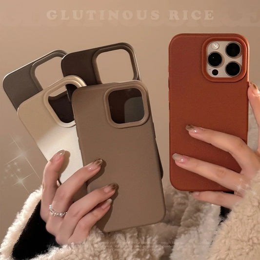 Autumn Winter Caramel Chocolates Milktea Maillard Solid Color Phone Case For iPhone