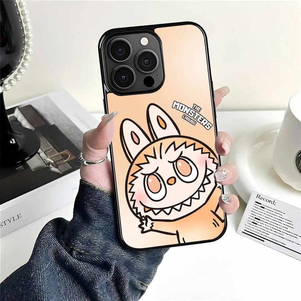 Cute Cartoon LABUBU Orange Phone Case Suitable For iPhone